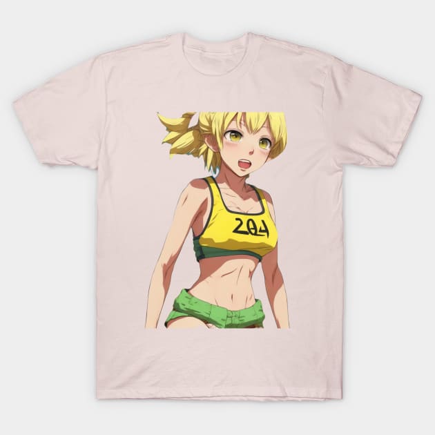 Blonde Girl Running T-Shirt by Basunat